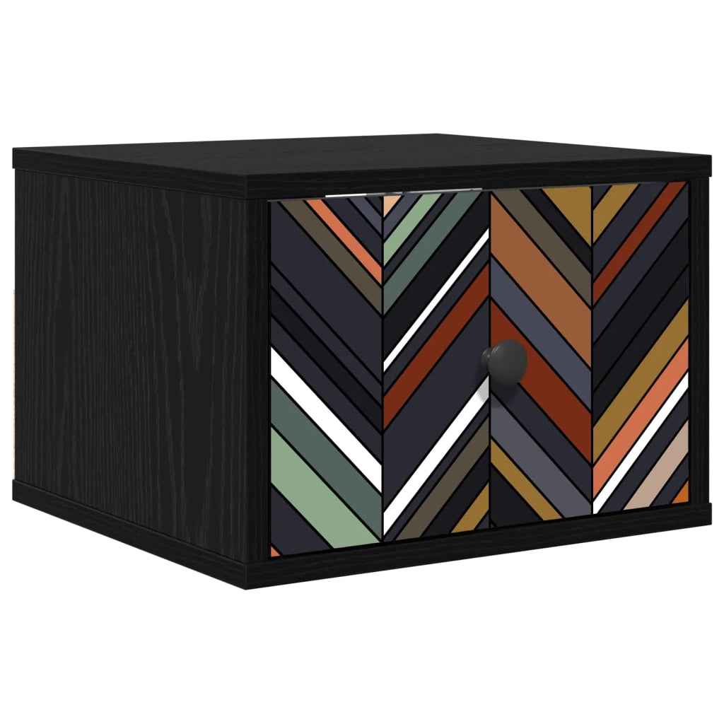 Mobiletto da comodino a parete OMMEN Rovere Nero 8007471
