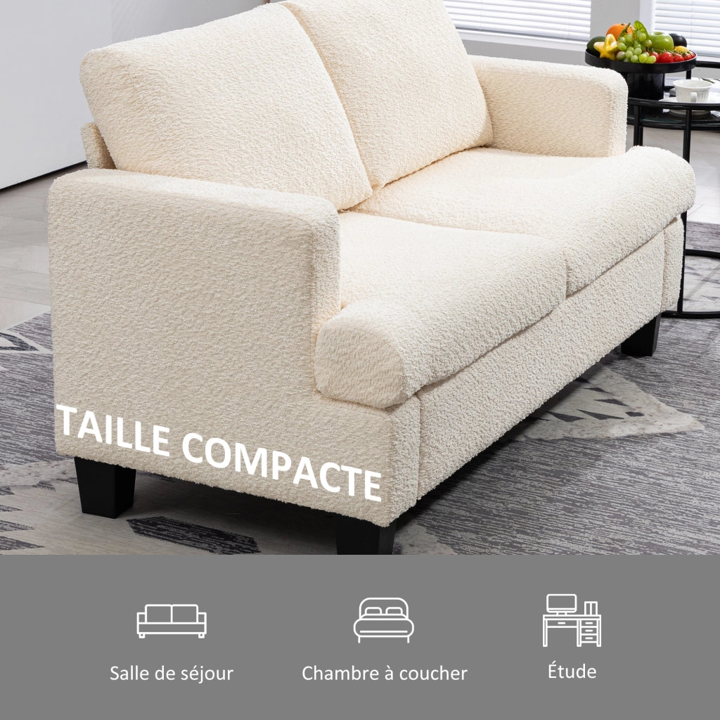 Divano 2 posti 120 cm ¨C Xylo ¨C tessuto chenille beige con cuscini schienale removibili