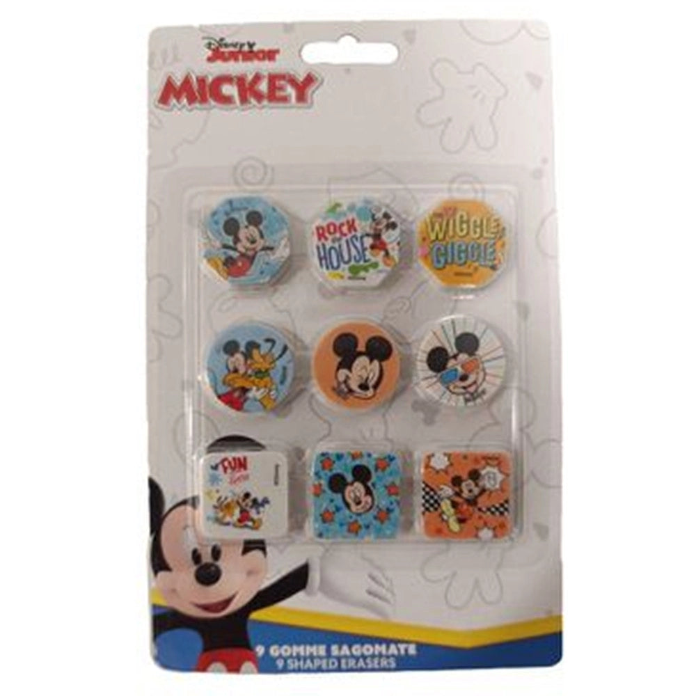 Trade Shop - Kit Gomme Per Cancellare 9pz Sagomate Tema Topolino Cancelleria Per Bambini Scuola 955319 -