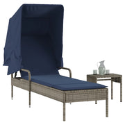 Lettino prendisole con tettuccio e Tavolino in Polyrattan Grigio 368204