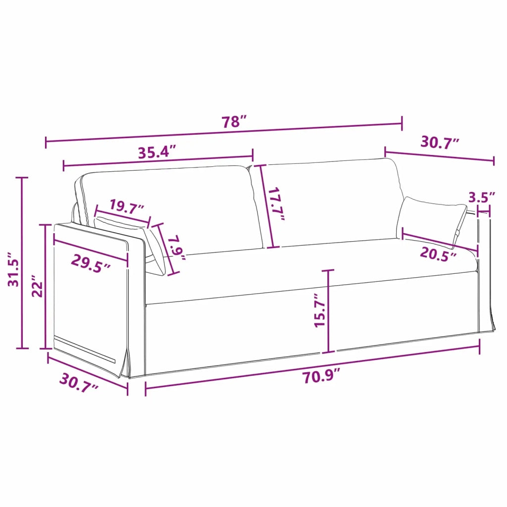 Divano Grigio scuro 198 x 78 x 80 cm Tessuto