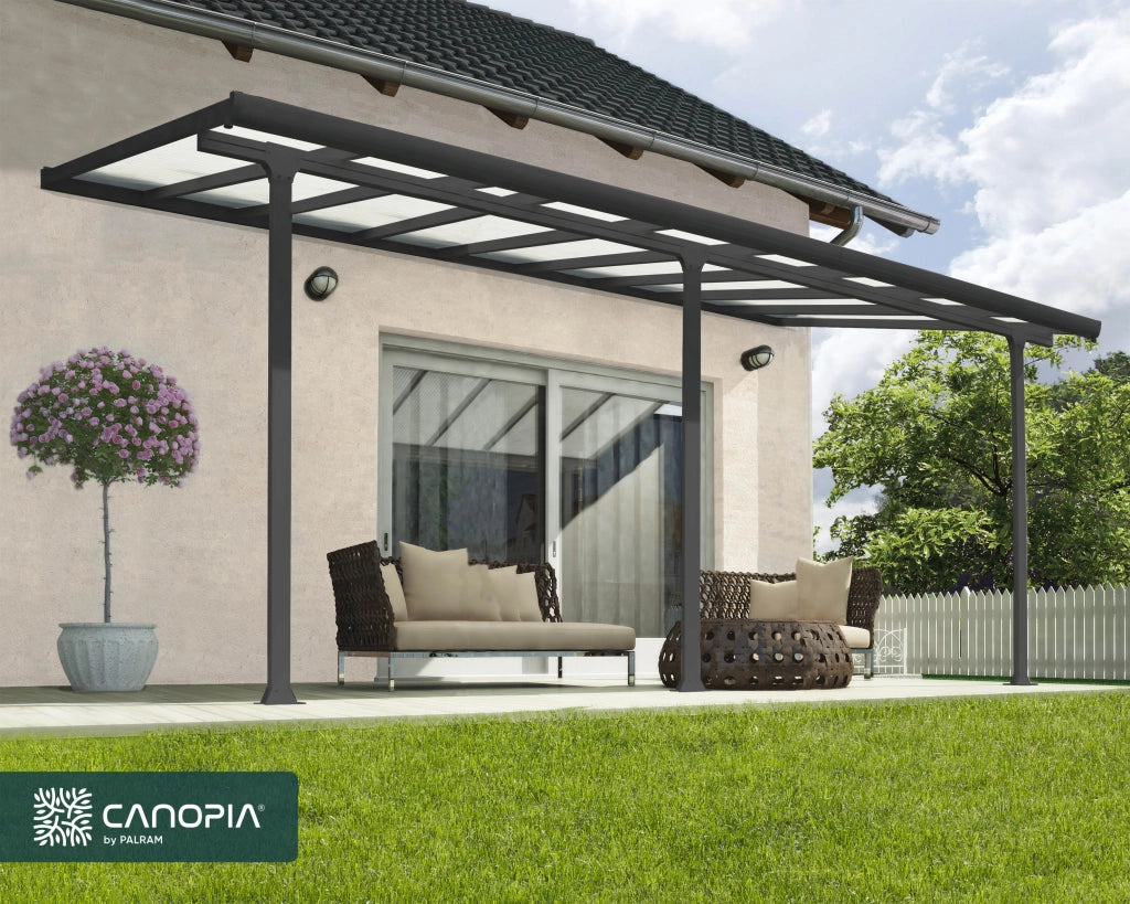 Pergola Addossata in Alluminio Feria 3X5.5 m  Grigio