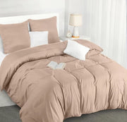 Set di lenzuola da letto 200 x 200 cm - Coperta da piumone microfibra 200 x 200 cm + 2 cuscini 80 x 80 cm - Beige