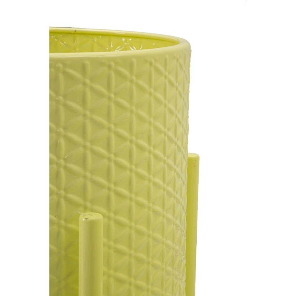 Set di 3 Vasi per Piante VKH424, Giallo, Metallo, 36x36x56,5 cm