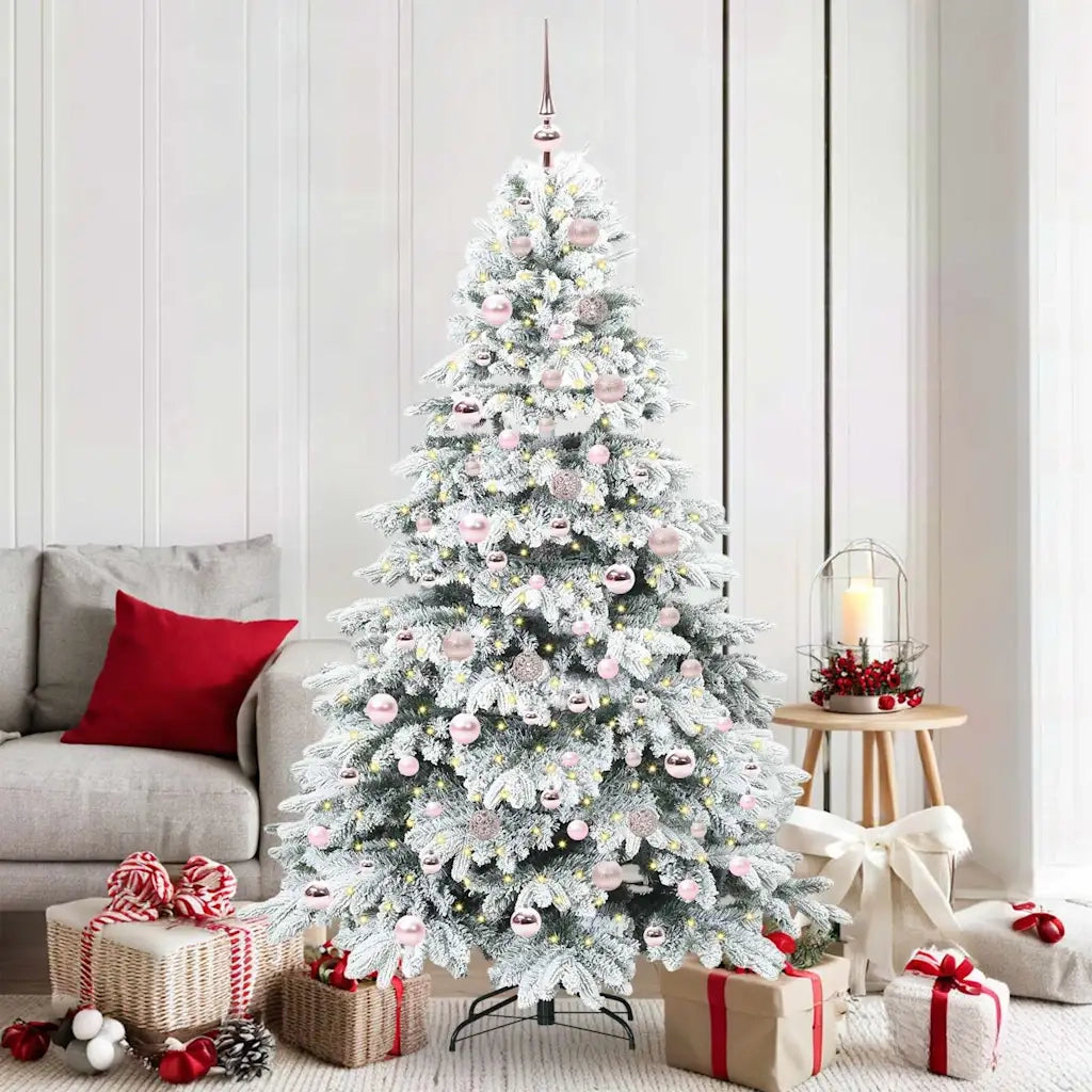 Albero di Natale | Decorazioni natalizie artificiale con 300 LED Bianco 180 cm PE e PVC