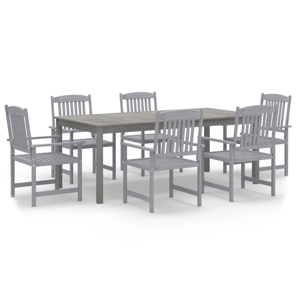 Set da Pranzo da Giardino 7 pz Legno Massello di Acacia Grigio cod mxl 62351