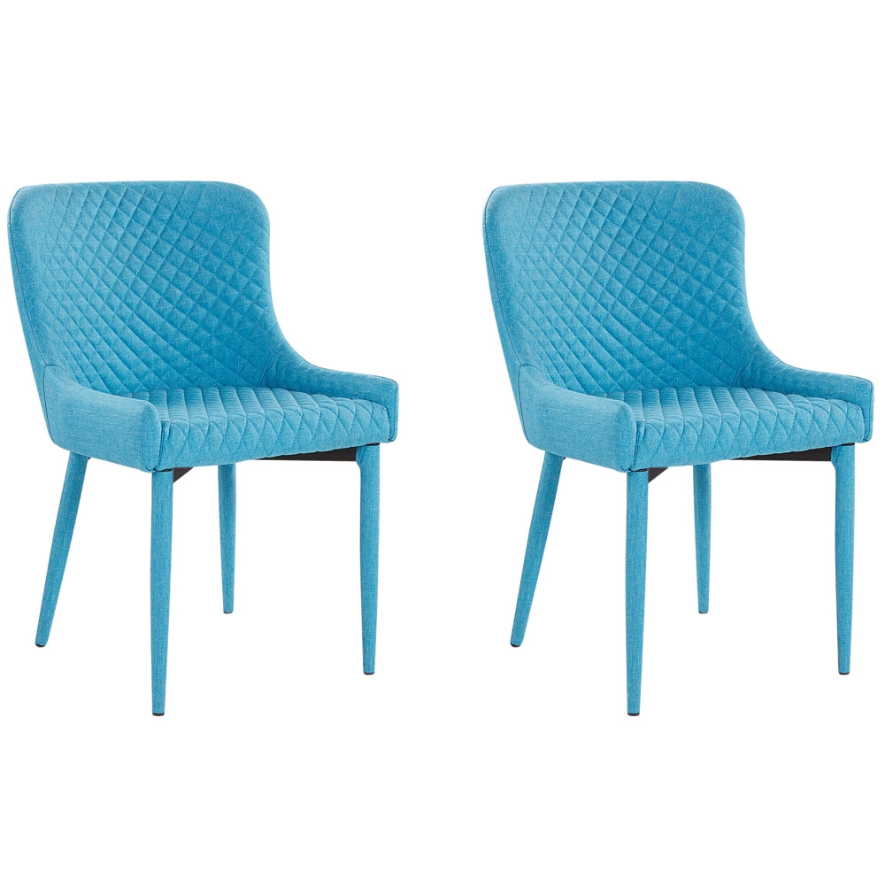 Set di 2 sedie da pranzo con rivestimento in tessuto blu stile eclettico glamour