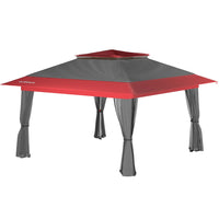 Gazebo pieghevole con zanzariera, grigio rosso 3,92 x 3,92 m, impermeabile, UV 50+, Tendone per feste