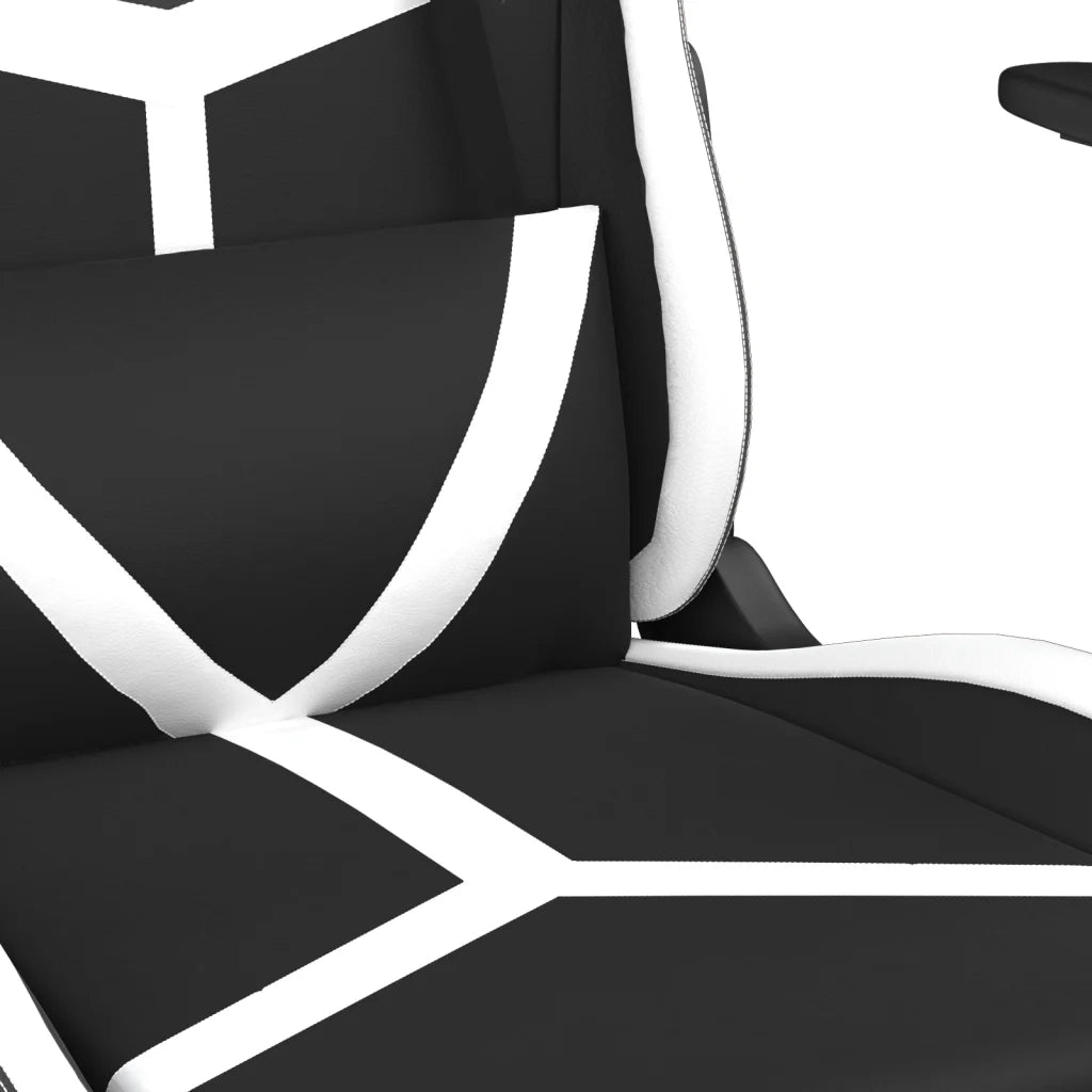 Sedia Gaming | Sedia da e-sports Massaggiante Poggiapiedi Nero e Bianco Similpelle