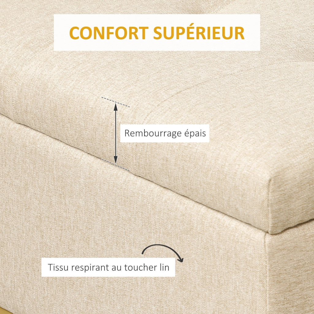 Divano 2 posti imbottito con contenitore ¨C zephmum ¨C beige dorato 110x44x48 cm