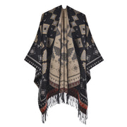 Nuovo scialle da donna in cashmere con spacco e nappe boh¨¦mien.