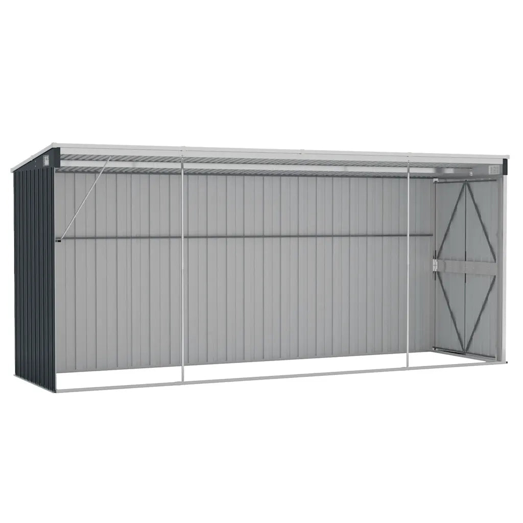 Capanno da Giardino a Parete Antracite 118x382x178 cm Acciaio 316231