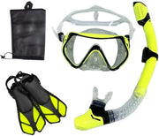 Attrezzatura da snorkeling per adulti - maschera, pinne, set di snorkeling - maschera da immersione panoramica - pinne per camminata - snorkel secco - set a tre pezzi per immersioni sportive all'aperto - set di immersione da nuoto - misura S/M (38-41)