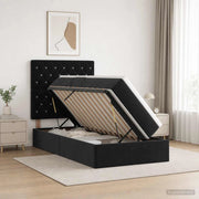 Letto con contenitore LED e materasso Nero 100 x 200 cm Velluto 3460052