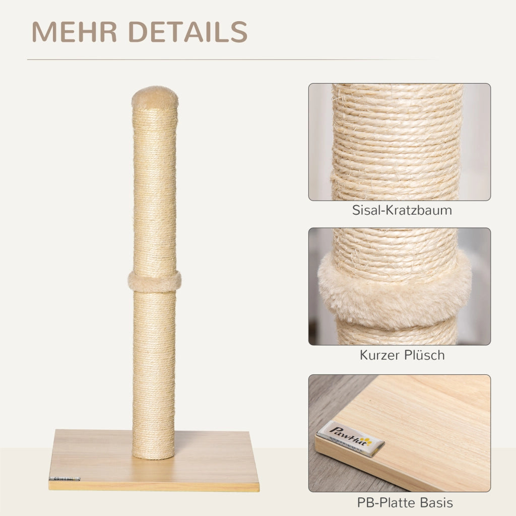Tiragraffi per Gatti con Palo e Corda Sisal ¨C Zephmum ¨C Beige e Quercia 60 cm