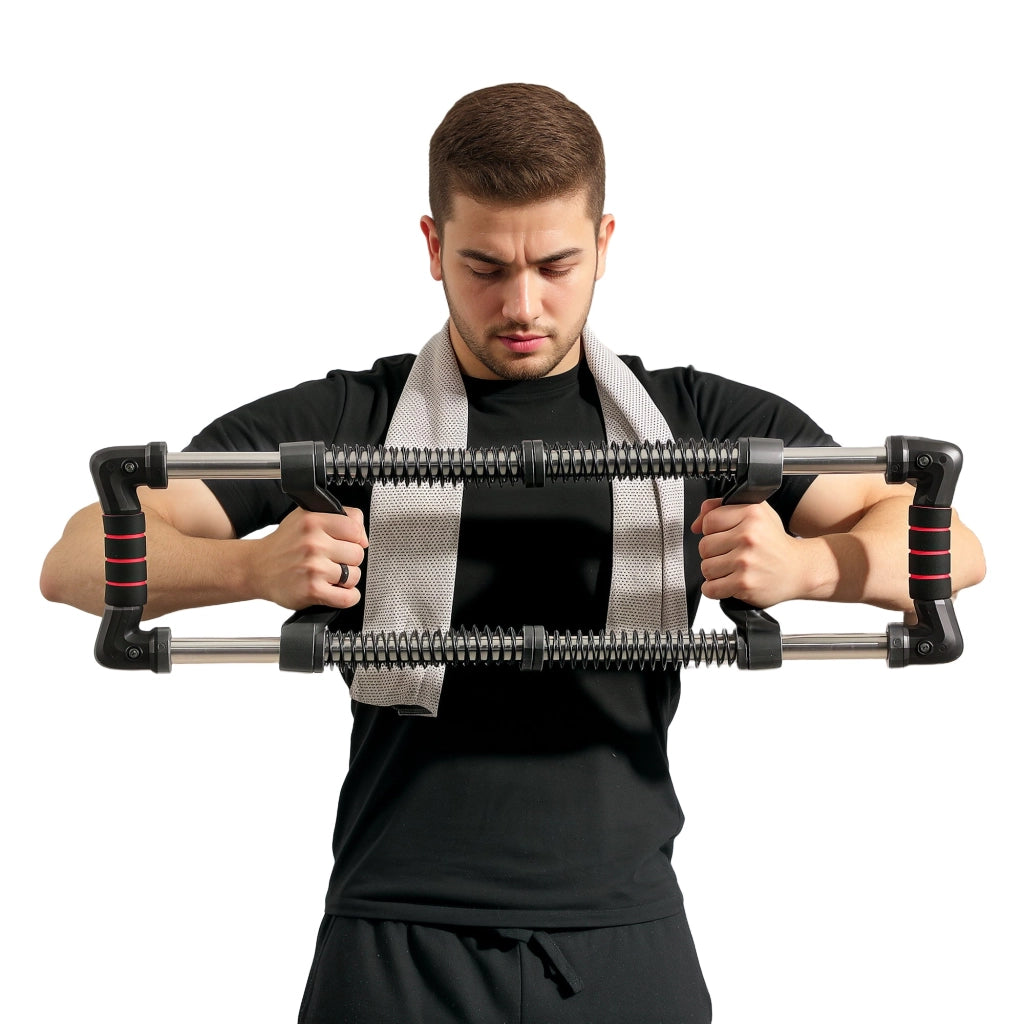 Power Twister Estensore per Pettorali a 4 Molle con Resistenza da 10 a 50 kg in Acciaio Inox Nero