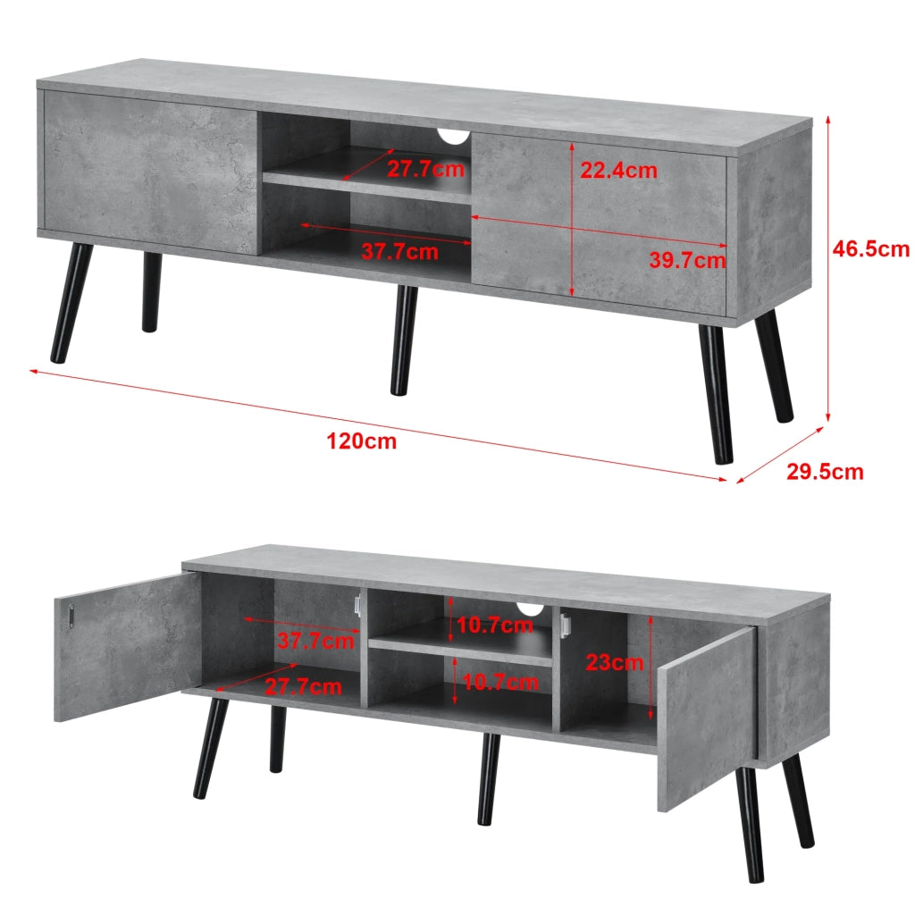 Mobile porta TV di design con supporto TV da 120 cm effetto cemento nero 03_0005863