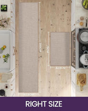 Materasso antiscivolo per cucina, 2 pezzi, tappeto da cucina, lavabile, alta qualità, per cucina, terrazzo e soggiorno, 43,5 x 75 cm + 43,5 x 200 cm, beige)