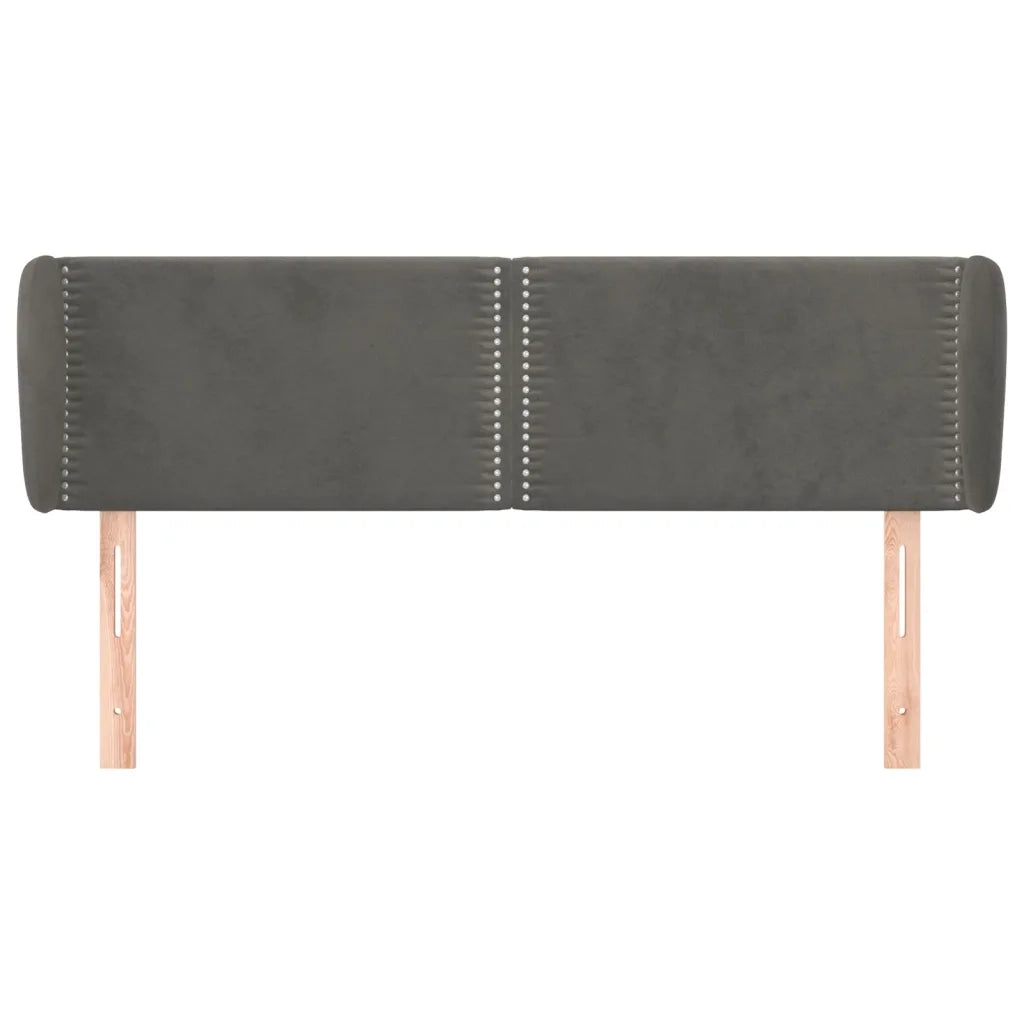 Testiera ad Orecchio-Testata con Orecchie Grigio Scuro 147x23x78/88 cm in Velluto 422930