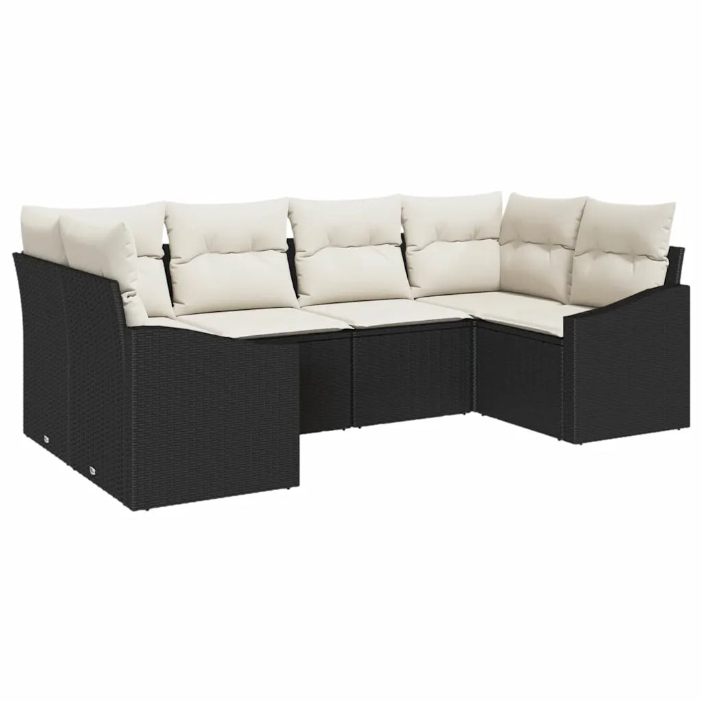 Set di divani con cuscino 6 pcs Nero polyrattan 3346857