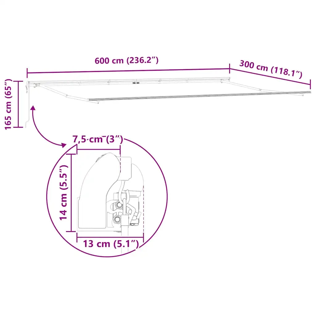 Struttura della tenda Bianco 600 × 300 cm Alluminio 313214