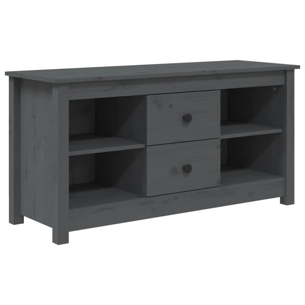Mobile TV multimediale scaffale TV credenza mobile TV sala da pranzo soggiorno camera da letto 103 x 36,5 x 52 cm legno di pino massiccio grigio 02_0025634