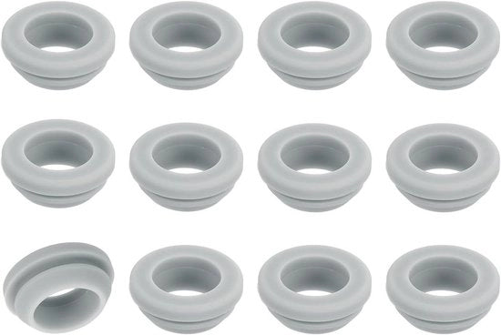Set di 12 sigillanti in gomma per cavi elettrici in grigio, diametro di montaggio 18 mm, diametro interno 14 mm. Sigillante con chiusura a goccia facile da installare e copertura di goccia resistente ai graffi.