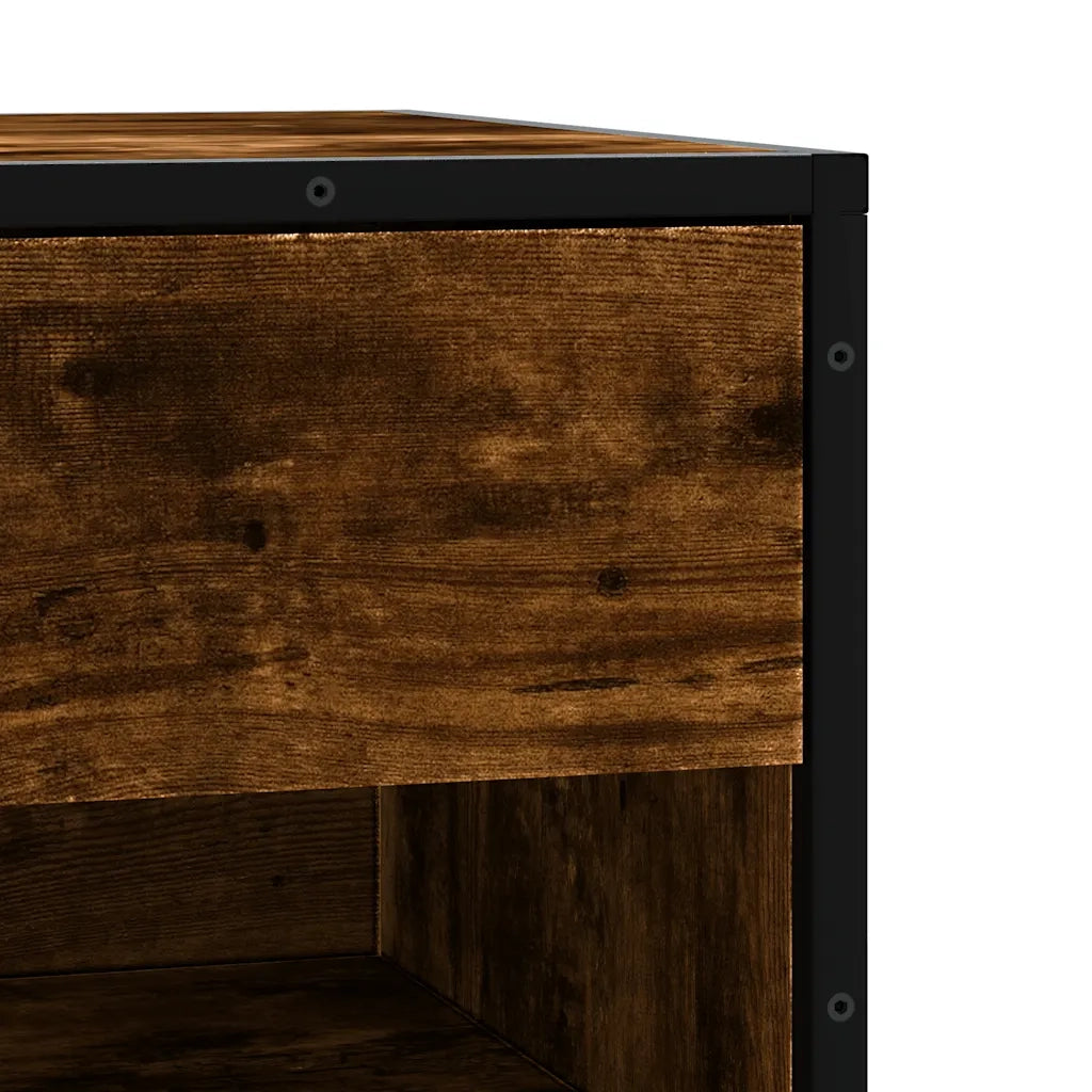 Panca Portaoggetti-Sgabello-Panca con Contenitore Rovere Fumo Legno Multistrato e Metallo 667463