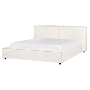 Letto matrimoniale in tessuto bianco sporco con struttura a doghe 160 x 200 cm stile classico camera da letto