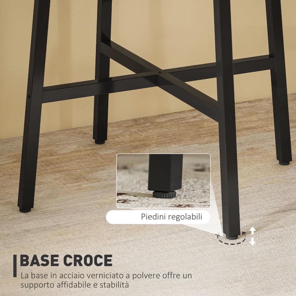 Tavolo da Pranzo Rotondo in Legno e Acciaio ¨C Zephmum ¨C Nero e Legno ?80x75 cm