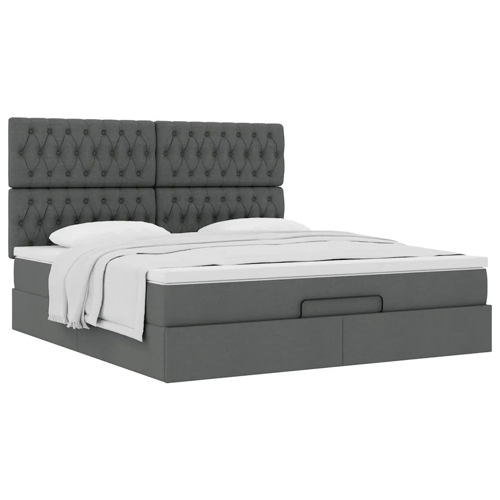 vidaXL Struttura Letto Pouf con Materasso 160x200 cm in Tessuto