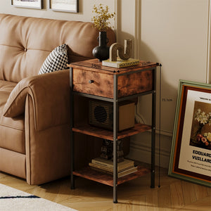 COMODINO COMÒ ARMADIETTO CON CASSETTO E RIPIANO RETRO MARRONE INDUSTRIALE 75 CM