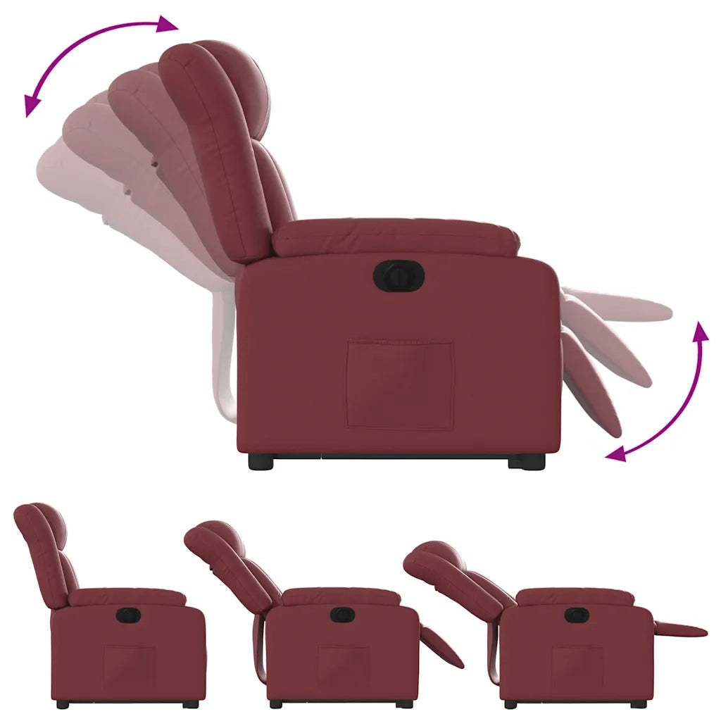 Poltrona Alzapersona Reclinabile Rosso Vino in Similpelle 3205282