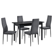 [en.casa] Arredo Sala da Pranzo Tavolo 120 x 60 x 75 cm MDF Nero con 4 Sedie Imbottite 96 x 43 x 52 cm Acciaio Poliestere Grigio