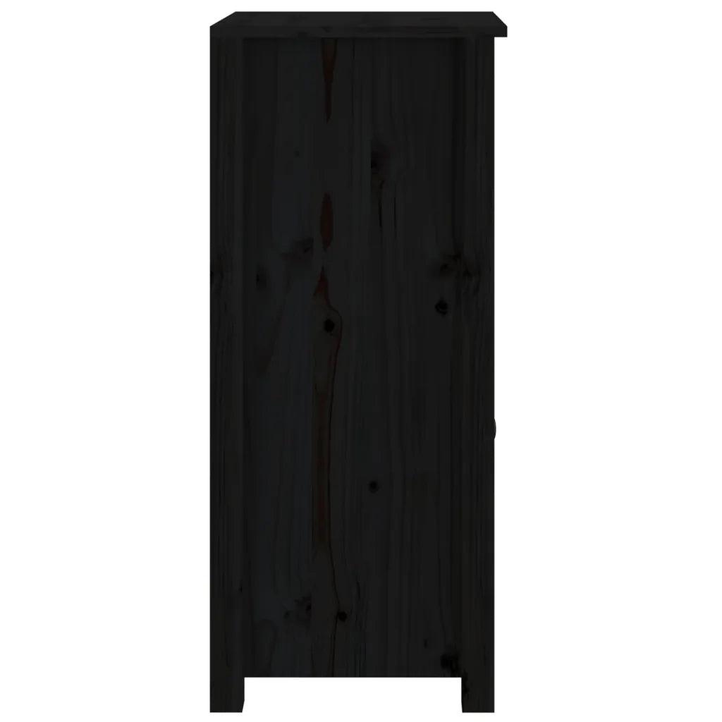 Credenze 2 pz Nere 40x35x80 cm in Legno Massello di Pino 813763