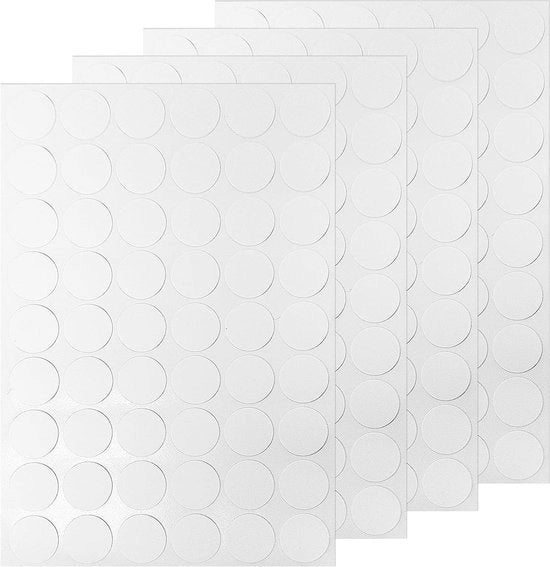Set di protezione per mobili - Stickers autoadesivi | Lotto da 216 | Bianco | Autoadesivi | Impermeabili | Per fori a vite a testa rotonda