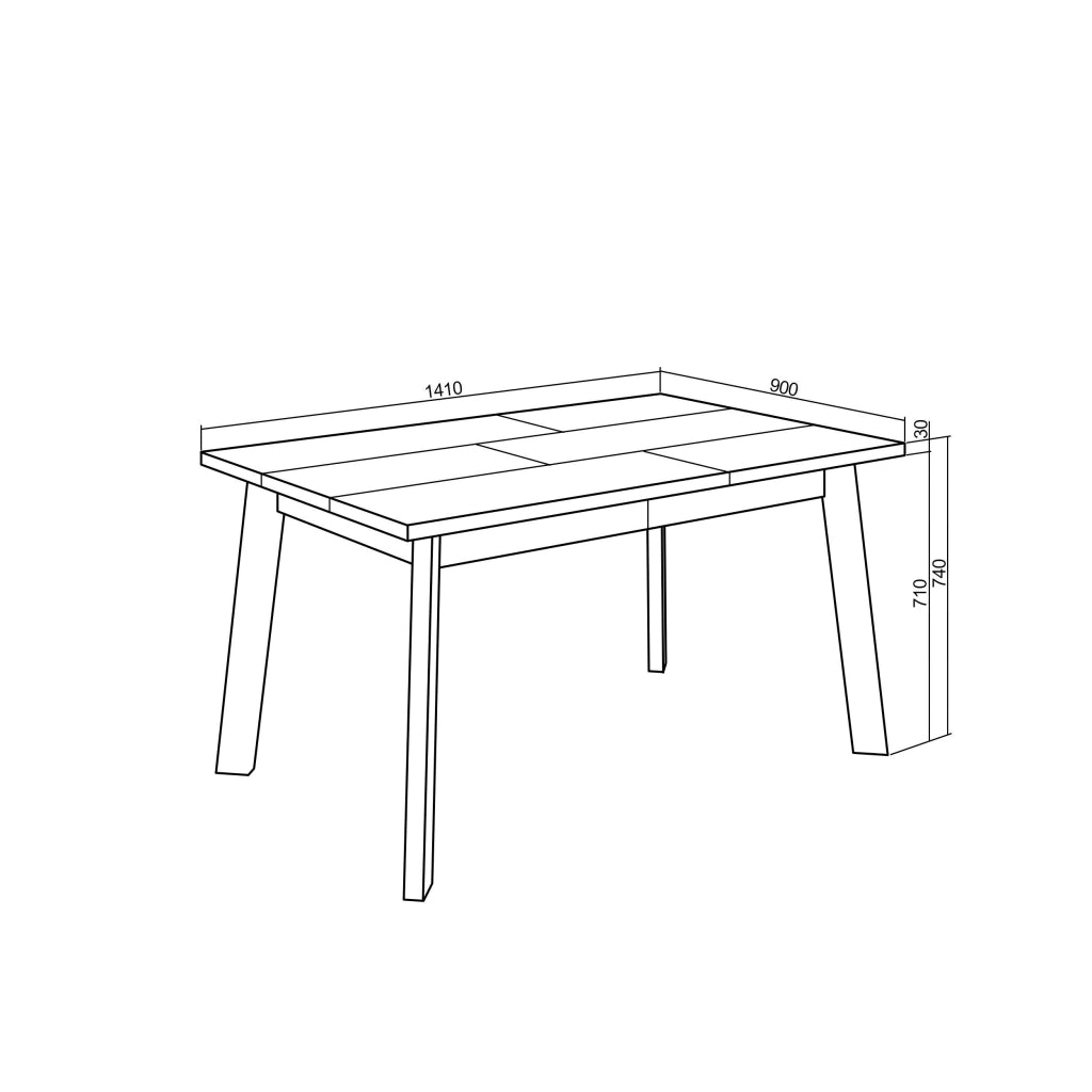 Tavolo da Pranzo, 140x90x74cm, Per 6 persone, Gambe in legno, colore Rovere RF2904
