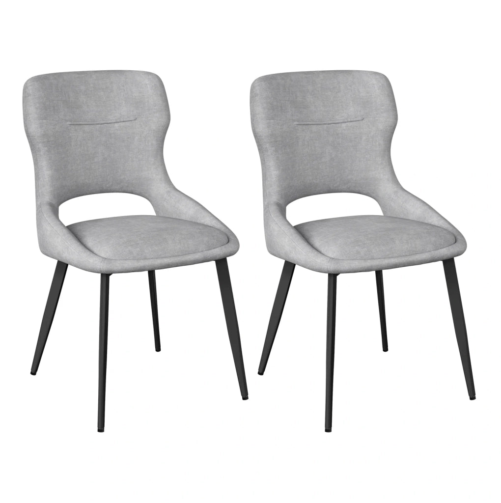 SEDIA da Pranzo Moderna 43x40x86 cm Grigia in Chenille Set da 2 pezzi