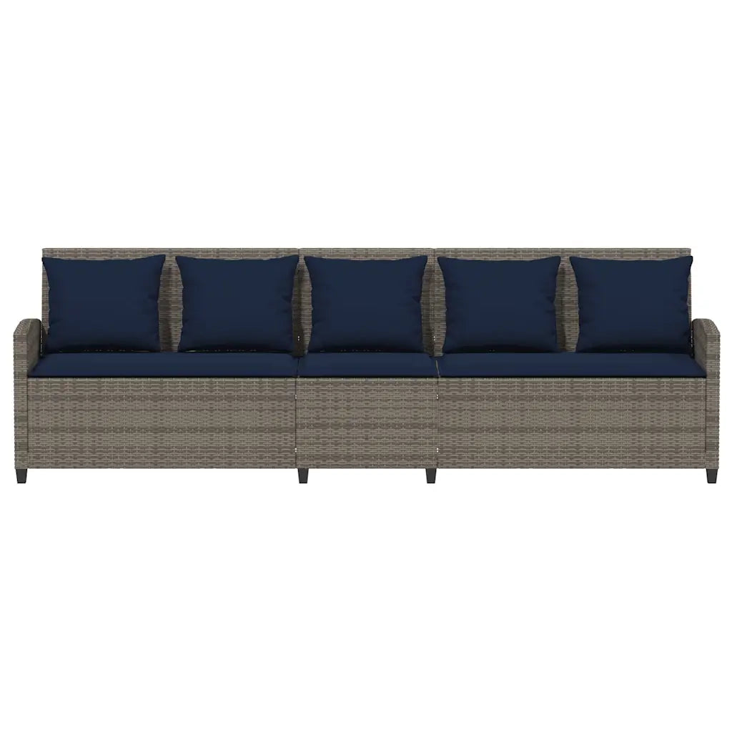 Divano da Giardino con Cuscini 5 Posti Grigio in Polyrattan 4104118