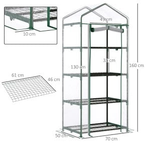 Serra compatta con 4 ripiani in acciaio 70 x 50 x 160 cm