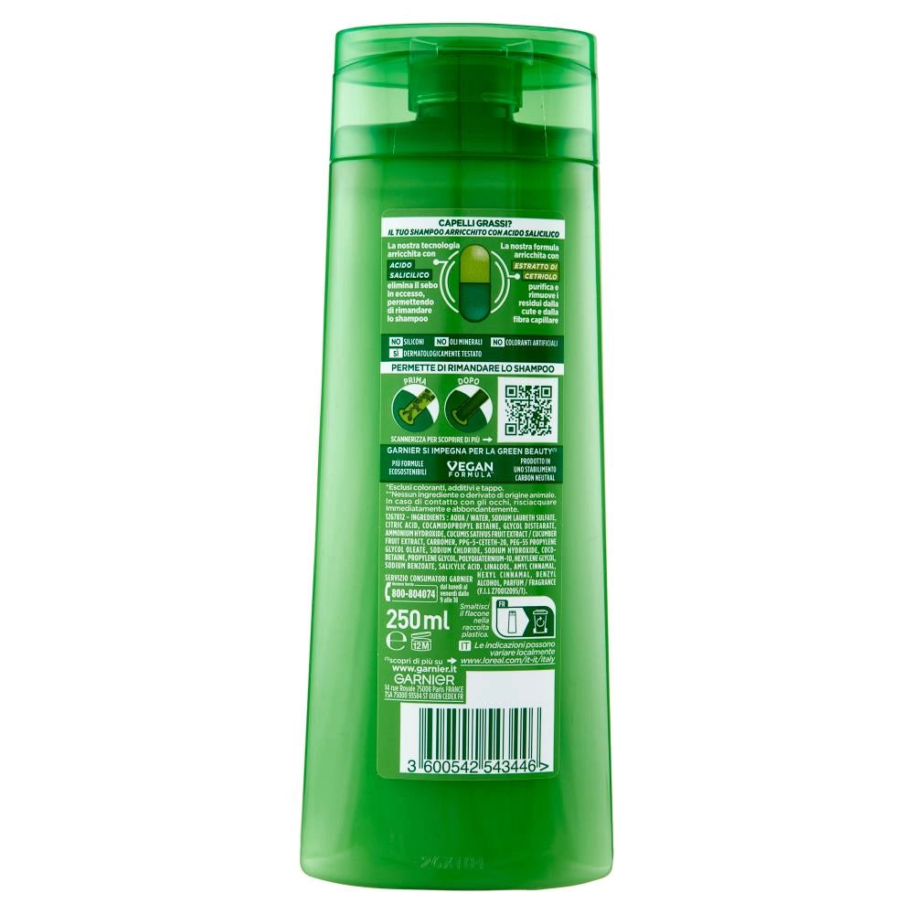 GARNIER FRUCTIS SHAMPOO 250 ML COCUMBER FRESH PERMETTE DI RIMANDARE IL TUO SHAMPOO X CAPELLI GRASSI
