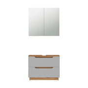Vicco Set di mobili da bagno Rovere/grigio a righe 2 parti