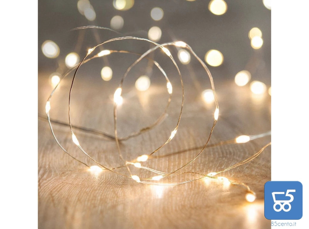 10 pz Filo Modellabile Luci Led Bianco Caldo 2 Mt a Batteria Con Interruttore per Feste Ricorrenze