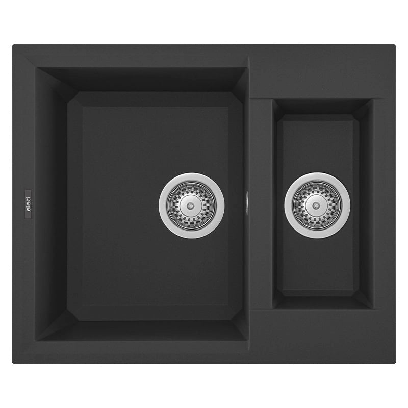 Lavello Elleci Incasso 2 vasche 60x50 Easy 150 Granitek Nero LGY15040