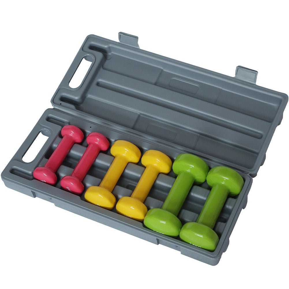 Set Manubri Palestra 6 Pesi Fitness con Valigetta 0.5kg 1kg 1.5kg colorati