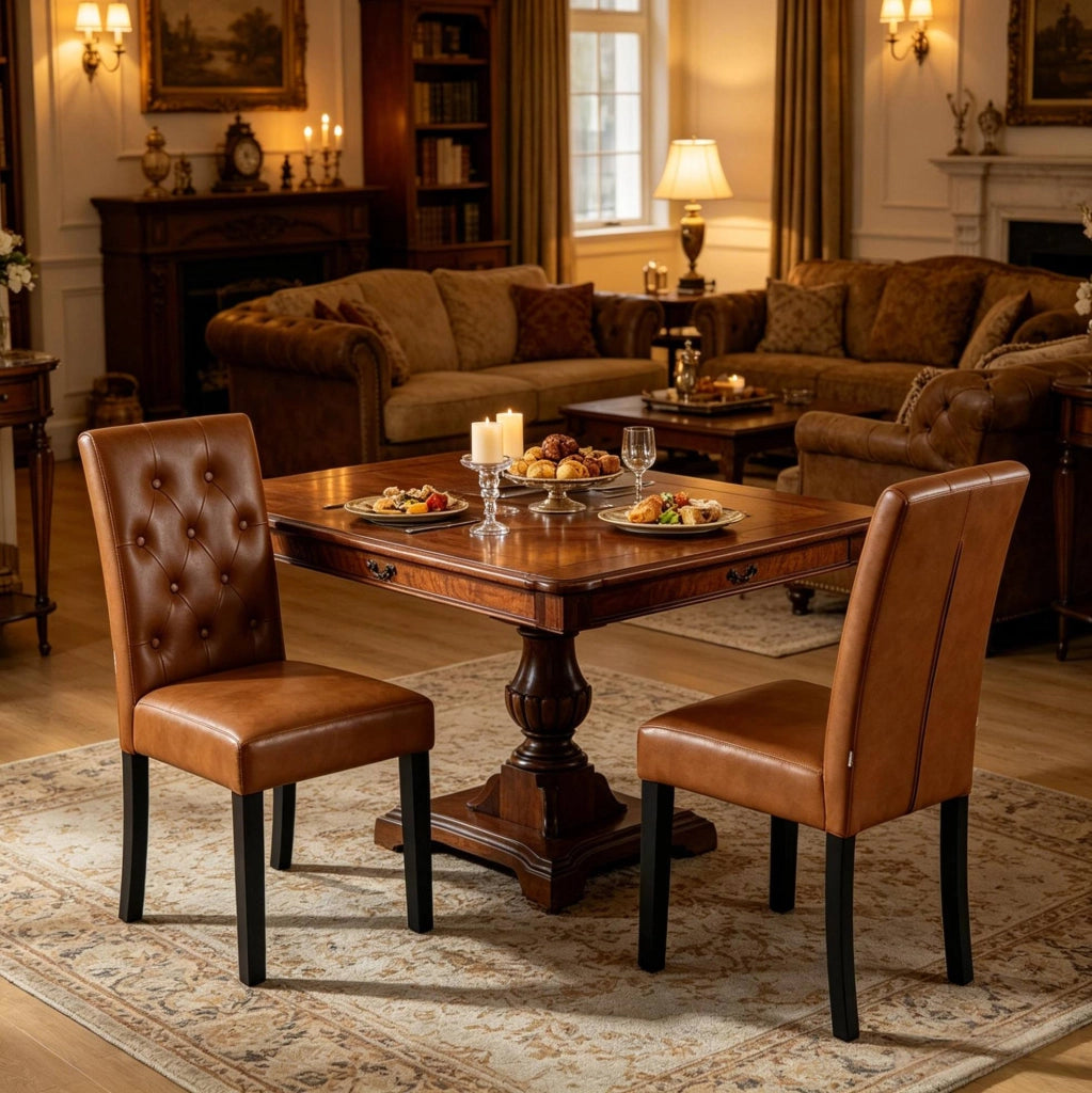 Sedia da pranzo 49 x 99 x 42 cm in similpelle marrone, set da 2