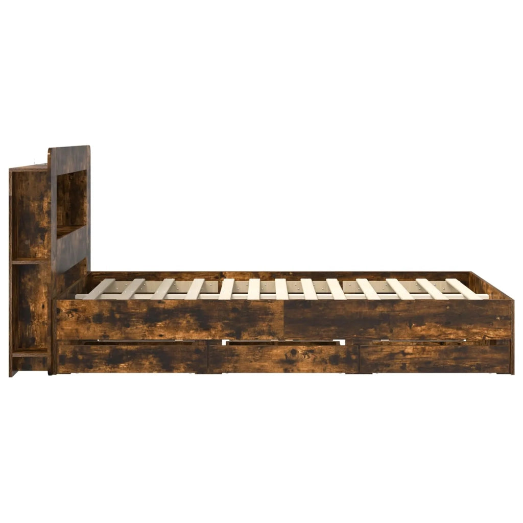 Telaio del letto con storage Rovere Fumo 120 x 190 cm