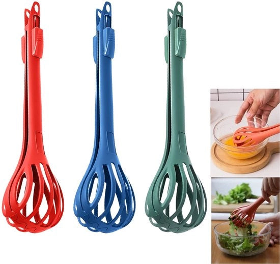 Aiuto Cucina 2-in-1 - Strumenti Multifunzionali per la Cucina - Clip Cibo - Spaghetti Tang - Racket per Uova da Mano - 3 Pezzi - Accessori Cucina