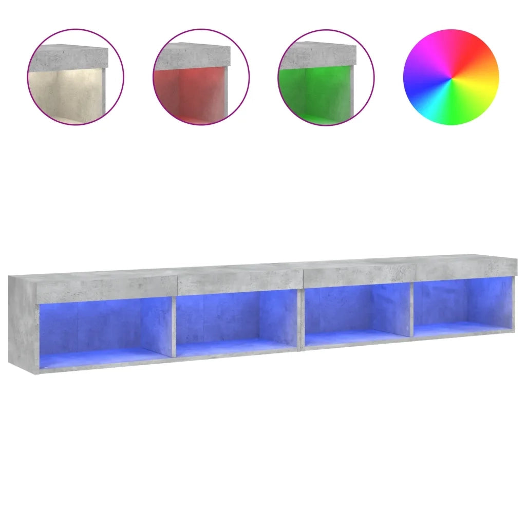 Mobili TV con Luci LED 2pz-Set di 2 Credenza per TV Grigio Cemento 100x30x30 cm