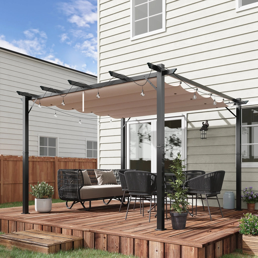 Pergola da Giardino con Tettuccio Retrattile ¨C zephmum ¨C 3x3 m Grigio Alluminio